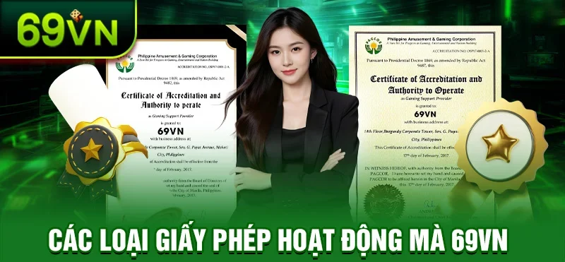 Các giấy phép hoạt động mà 69VN hiện được sở hữu